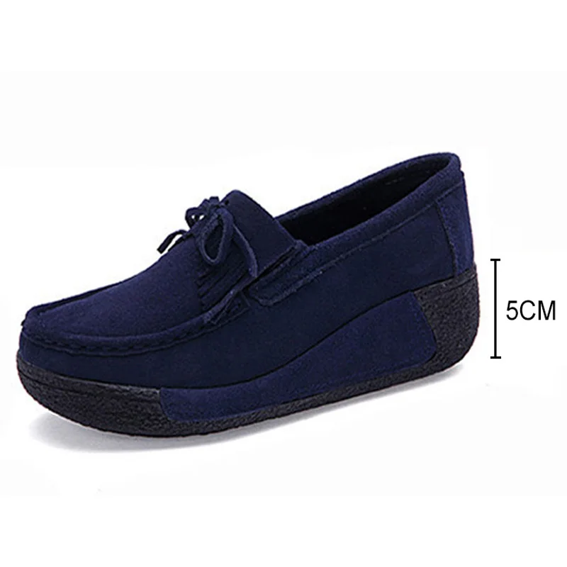 Spring Women Flats Shoes Platform Sneakers Shoes Leather Suede Fringe Loafers Slip On Flats Heel Creepers Ladies Shoes Moccasins