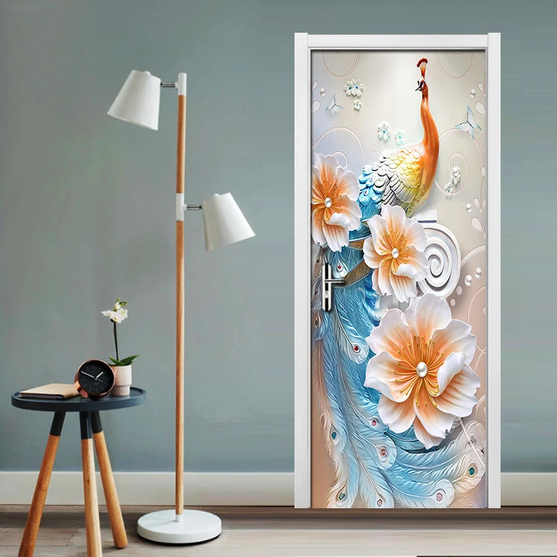 Современный простой абстрактный художественный цветной фон с павлином