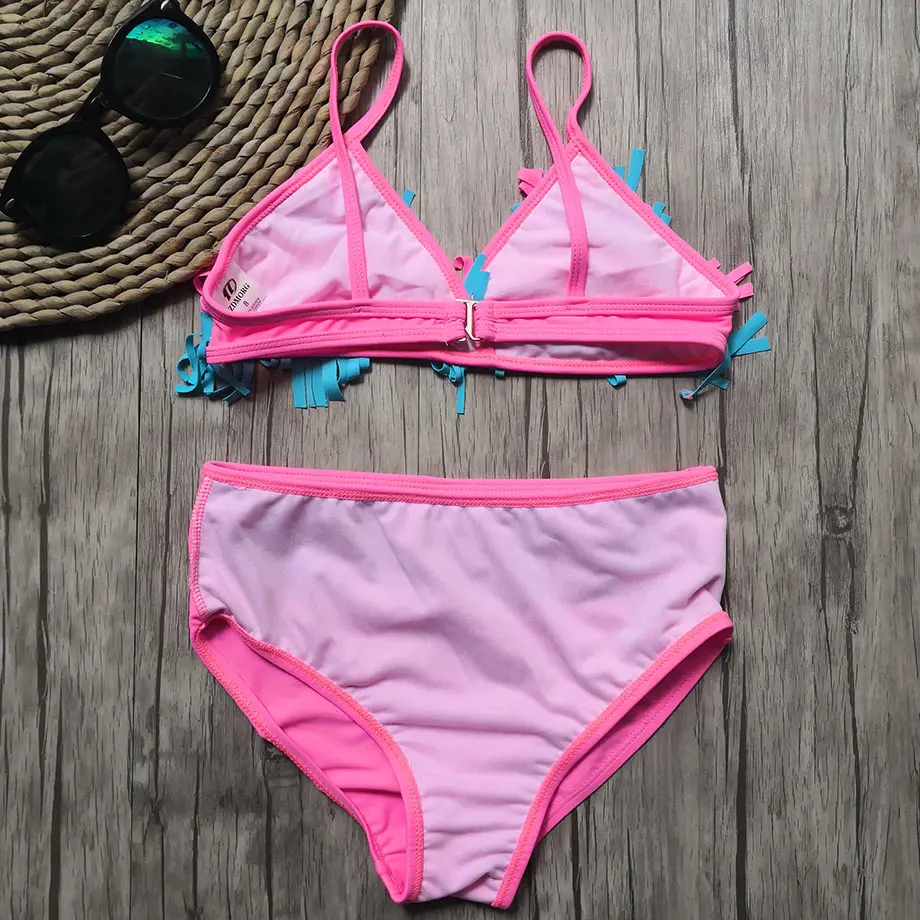 Женский купальник детский из двух предметов комплект бикини для девочек с