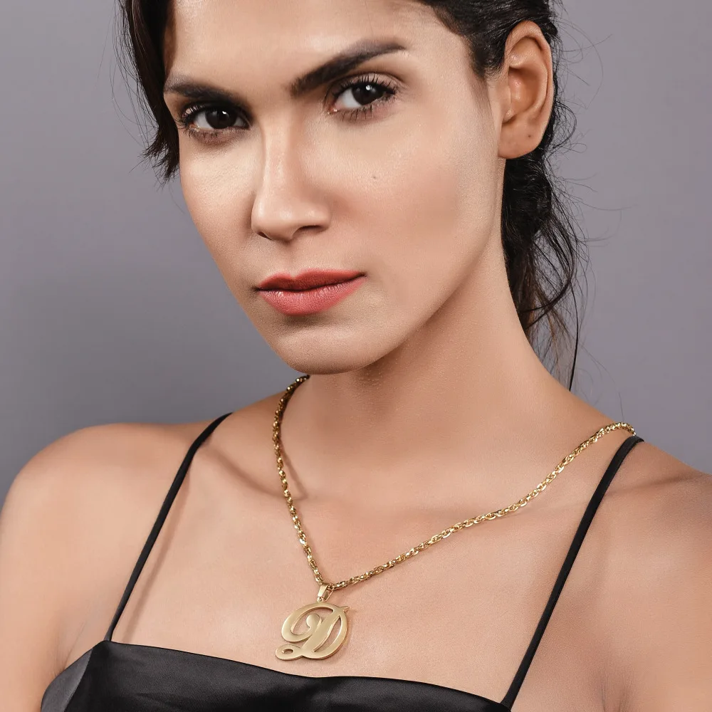 Pro Сталь золото Цвет письмо Цепочки и ожерелья первоначальное название D подвеска