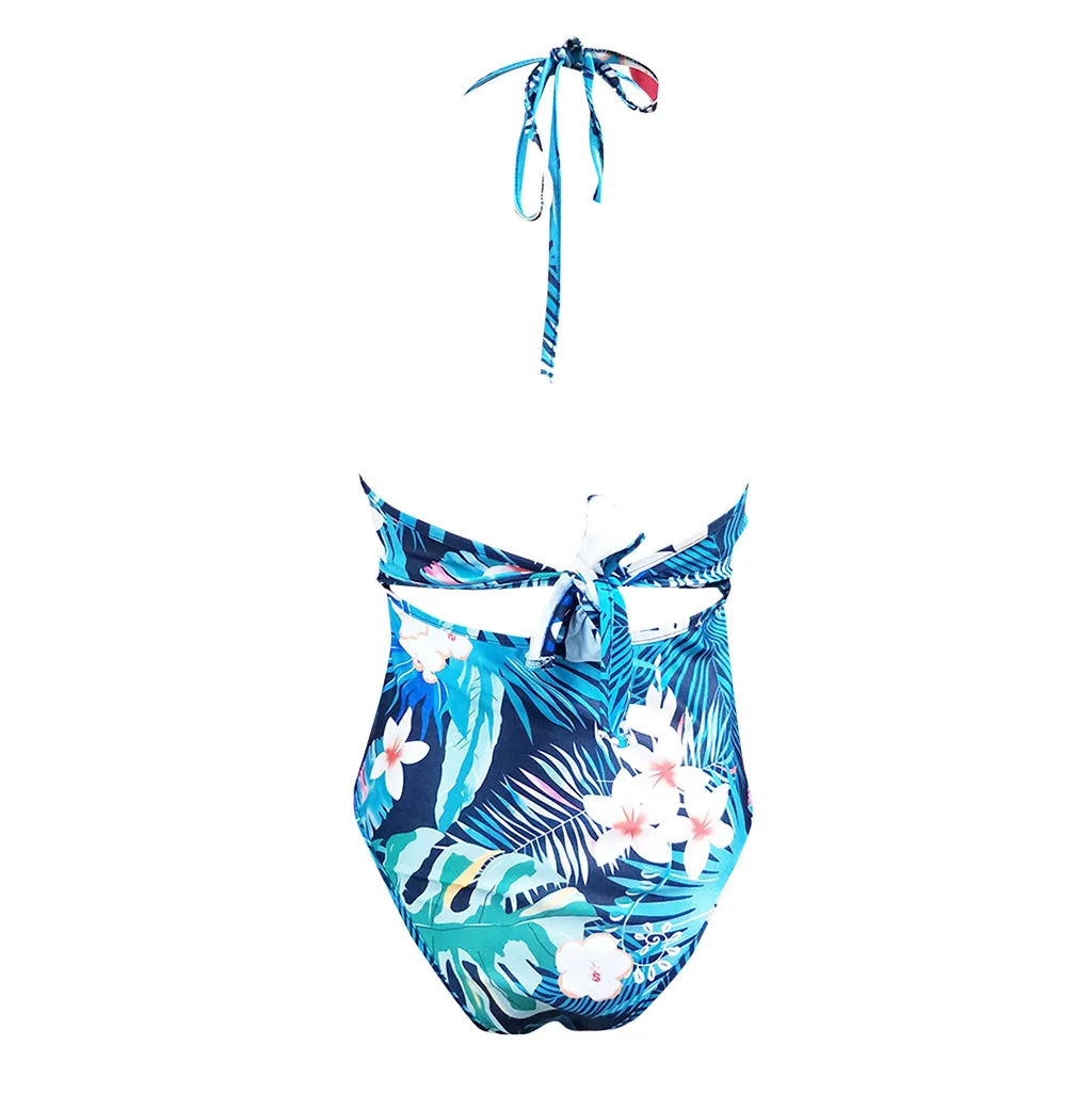 Женский слитный купальник с принтом листьев и тропических листьев|Сочетающаяся