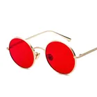 Мужские и женские солнцезащитные очки, круглые очки в металлической оправе в стиле ретро, панк