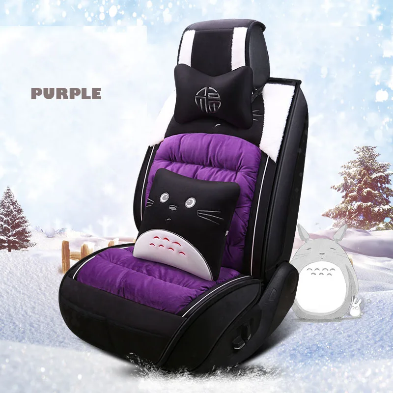 PURPLE LUX Комплект универсальных чехлов для автомобильных сидений плюшевые для авто Toyota Corolla Camry Rav4 Auris Prius Yalis Avensis стикеры аксессуары для авто-Стайлинг - Название цвета: PURPLE LUX
