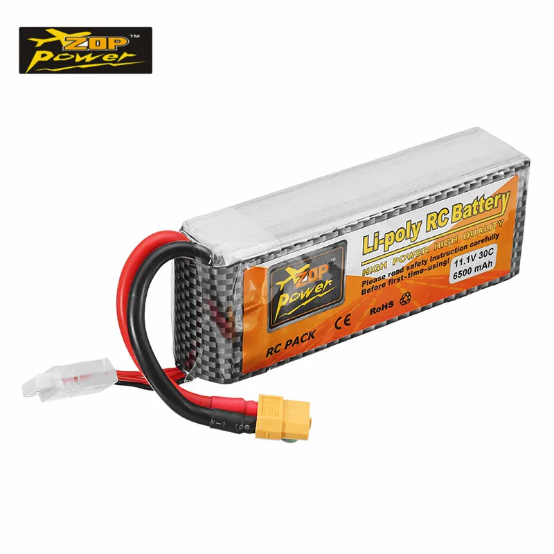 Высокое качество ZOP Power 11 1 В 6500 мАч 30C 3S XT60 вилка перезаряжаемая Lipo батарея RC