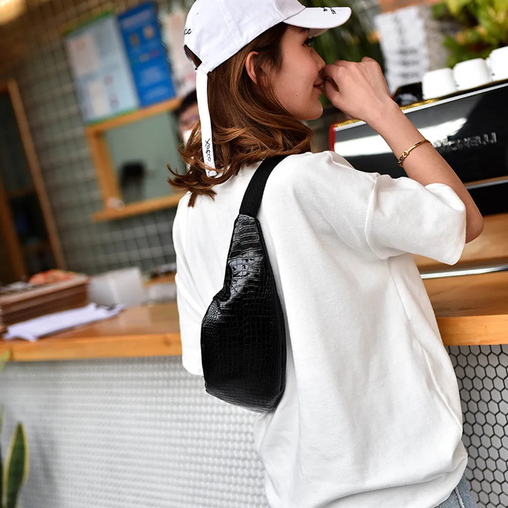 Поясная Сумка женская Мода крокодиловый узор кожаная сумка на ремне нагрудная