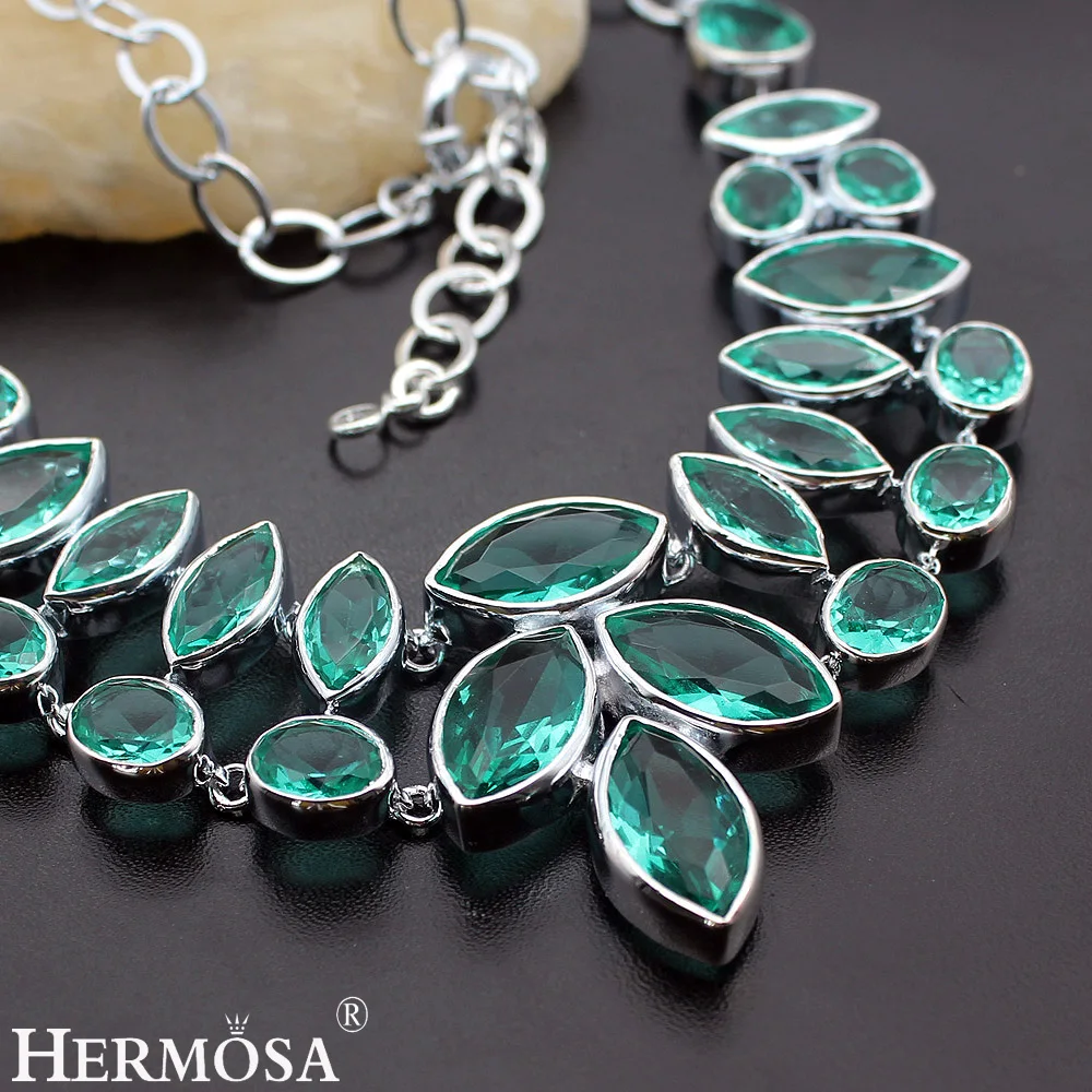 Женское ожерелье из серебра с зеленым орнаментом 22 дюйма|sterling silver necklace|925 sterling