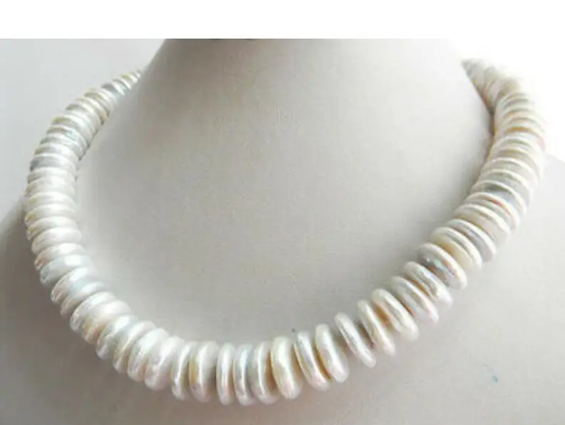 

baroque 18" AAA 12 MM NATURAL White PEARL NECKLACE Yellow CLASP