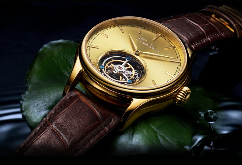Высококачественные деловые мужские Tourbillon механические наручные часы с синим циферблатом и ручным заводом, Tourbillon мужские наручные часы Reloj de hombre