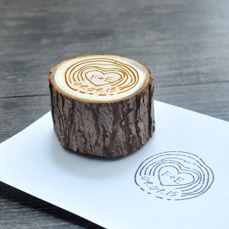 Настраиваемый штамп с инициалами и датой персонализированный деревянный столб