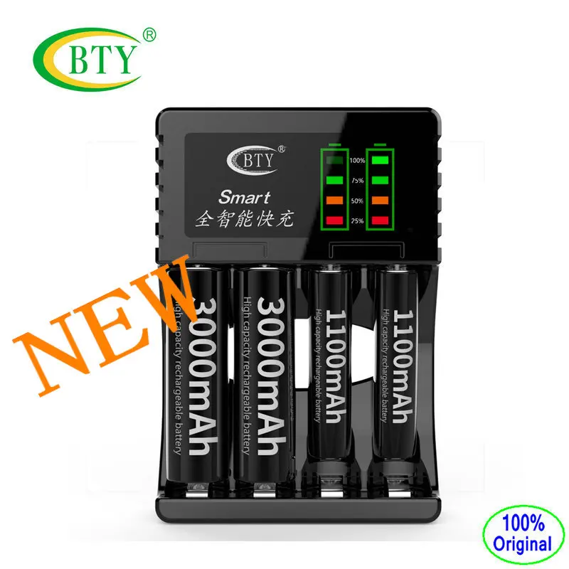 8-Pack BTY AA Battery 2250Mah+AAA 900mAh+BTY-704A3 Charger Ni-MH battery High-Capacity Rechargeable Batteries charged | Электроника