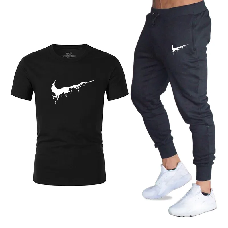 2 шт. новая летняя мужская футболка повседневные Костюмы Спортивная одежда