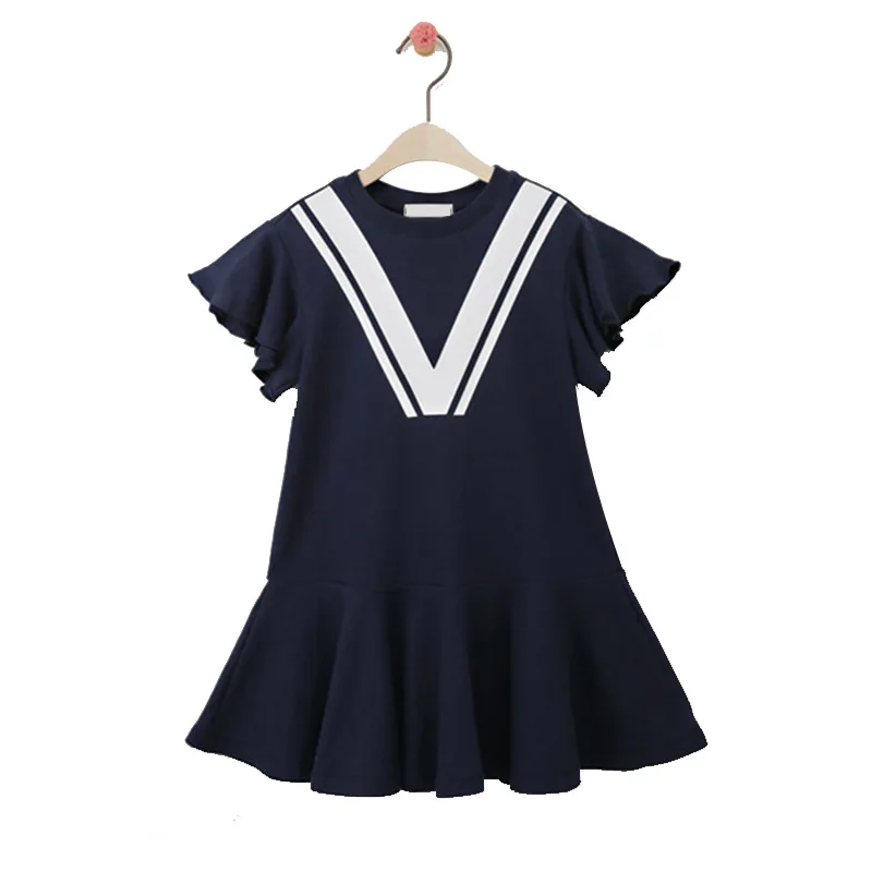 Брендовое платье для девочек хлопковое детское с оборками элегантное летнее