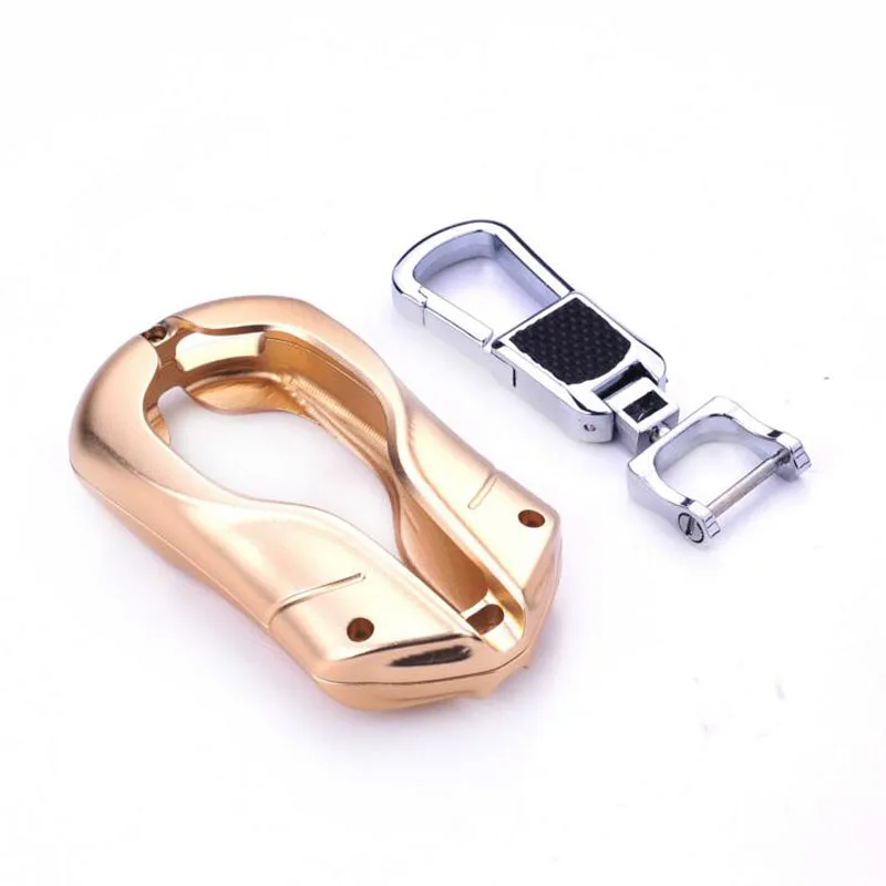 

A-Welt 1pc Gold/Silver/Rose gold Aluminum Alloy Car Key shell Case Cover With Keychain For Maserati Quattroporte Ghibli Levante