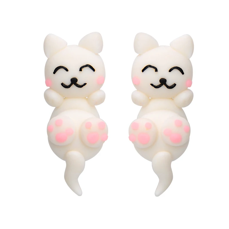 Милые белые серьги-гвоздики в виде лисы для женщин серьги ручной работы из