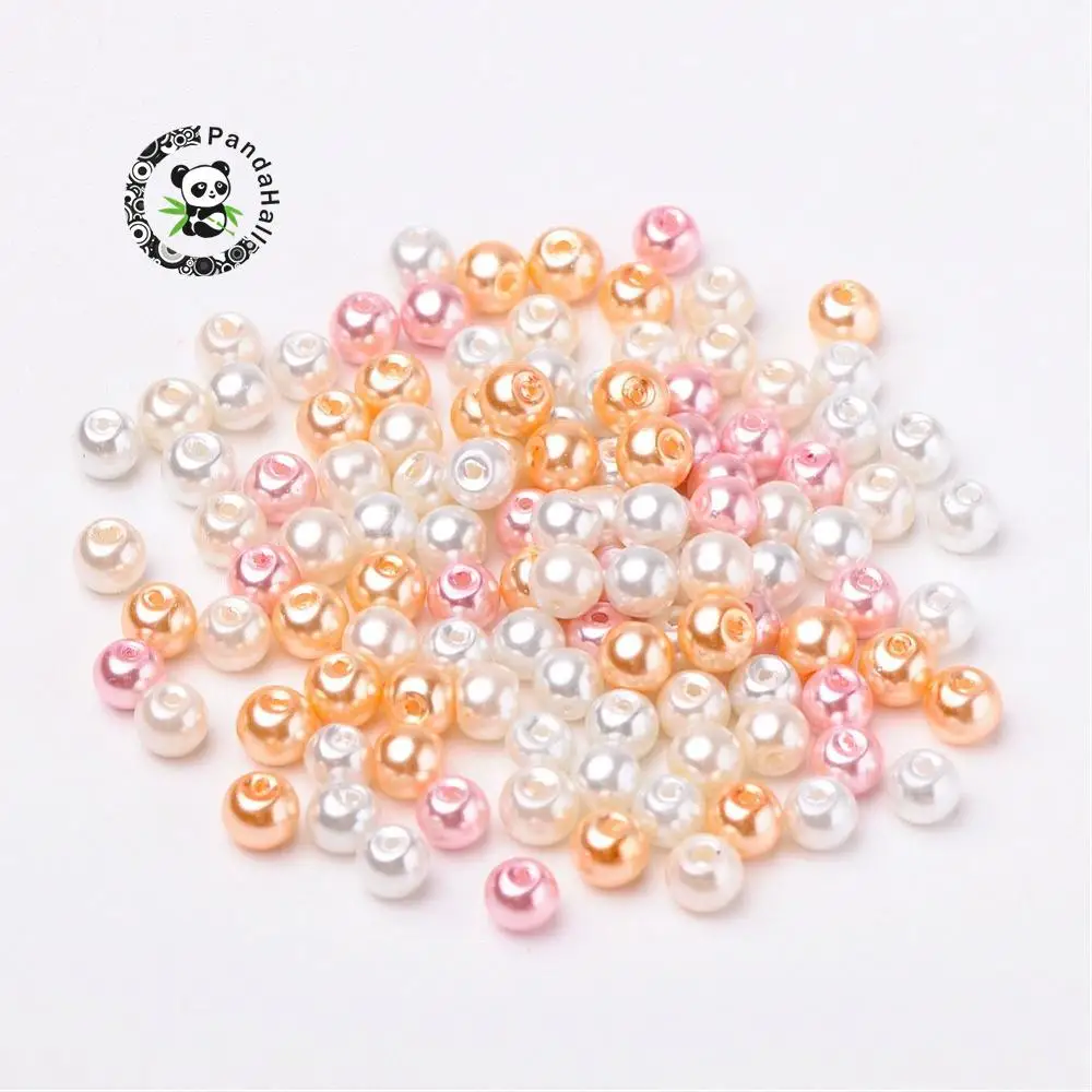 Pandahall 200 шт жемчужные бусины из перламутрового стекла для изготовления ювелирных изделий, браслетов и ожерелий смешанных цветов 6 мм отверстие: 1 мм