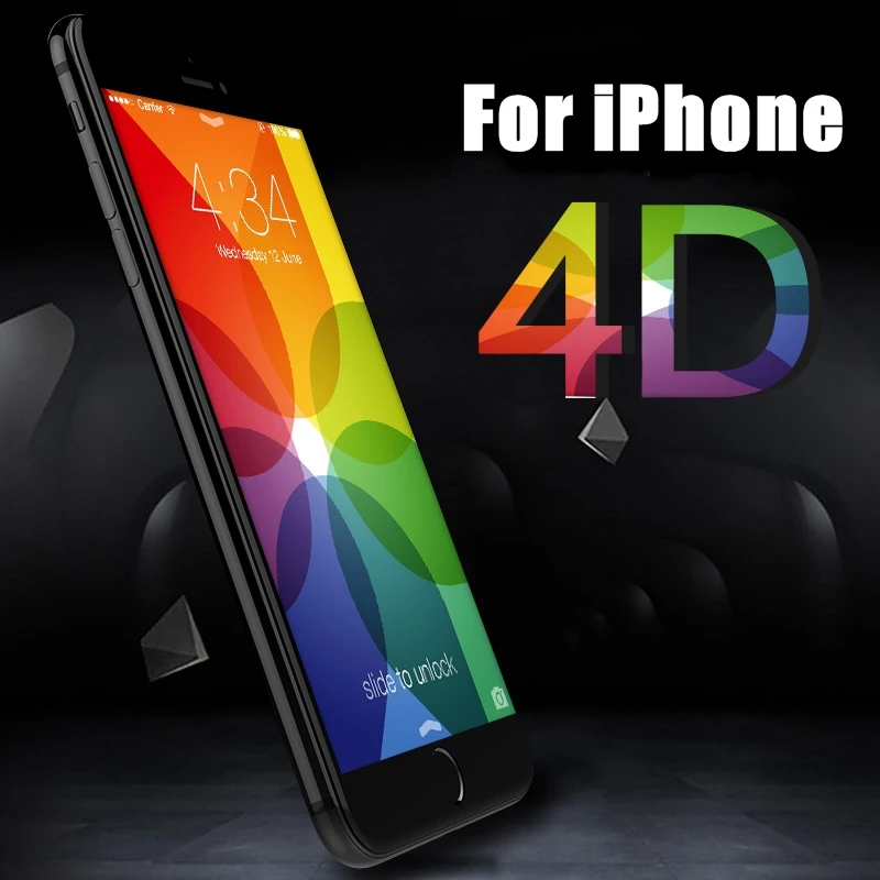 Закаленное стекло 4D с холодной резьбой и полным покрытием для iPhone 7 Plus новая 3D