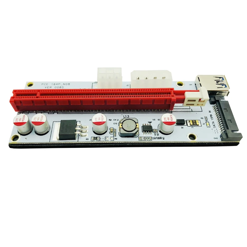 Preise 100 PCS 008 S Riser PCIE 1X Zu 16X Extender Adapter PCI-E Riser Karte SATA 15pin 6pin 4pin Netzteil Für Bitcion Miner Bergbau