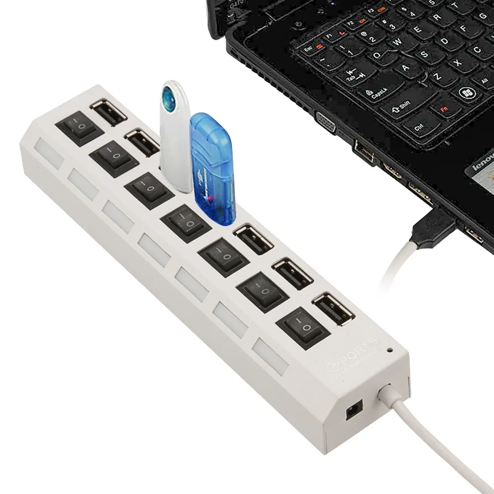 Высокоскоростной USB-разветвитель Hu b на 7 портов USB 2 0 H многопортовый с кнопкой
