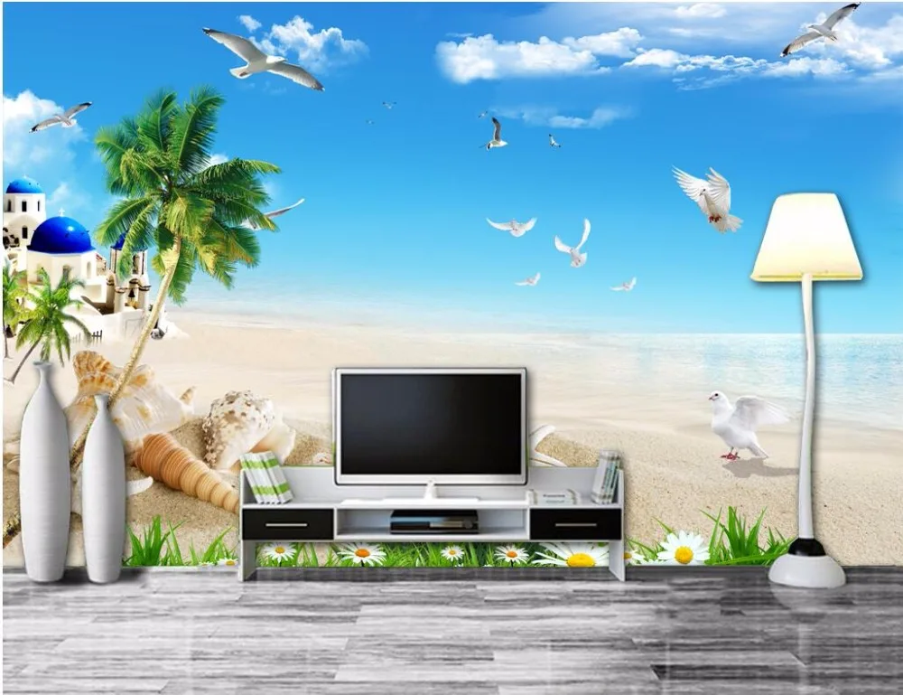 3d обои на заказ фотообои морской пейзаж Средиземноморский стиль украшение