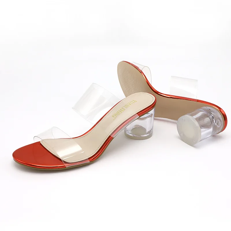 Женские босоножки на высоком каблуке Модные прозрачные сандалии с леопардовым