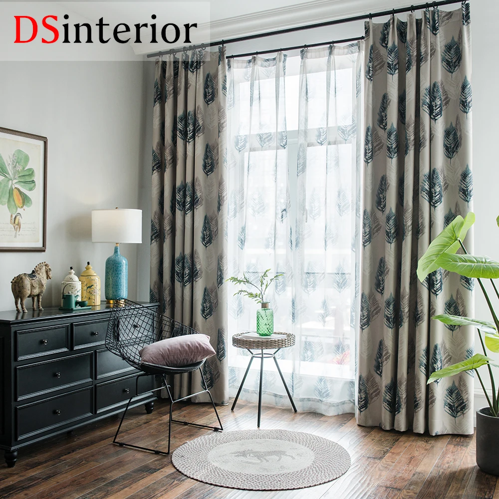 Занавеска и тюль dsinside с принтом в натуральном стиле для гостиной