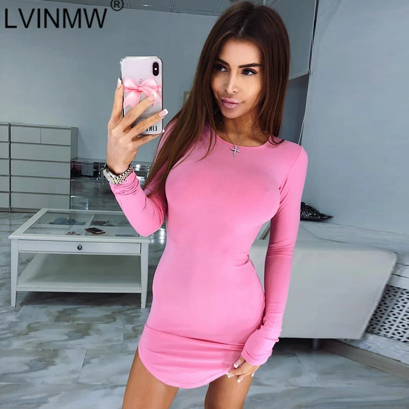 LVINMW модное замшевое кожаное облегающее платье Осень зима 2018 женское с длинным