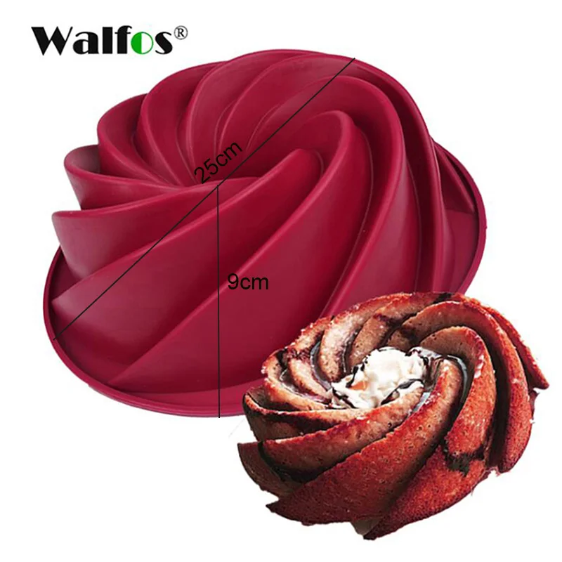 WALFOS Bundt Pan WALFOS 3D Ручная работа круглая форма силиконовая форма для торта 3 кекса желе пудинг печенье Мини Маффин Мыло Плесень DIY Инструменты для выпечки - Цвет: WALFOS Bundt Pan