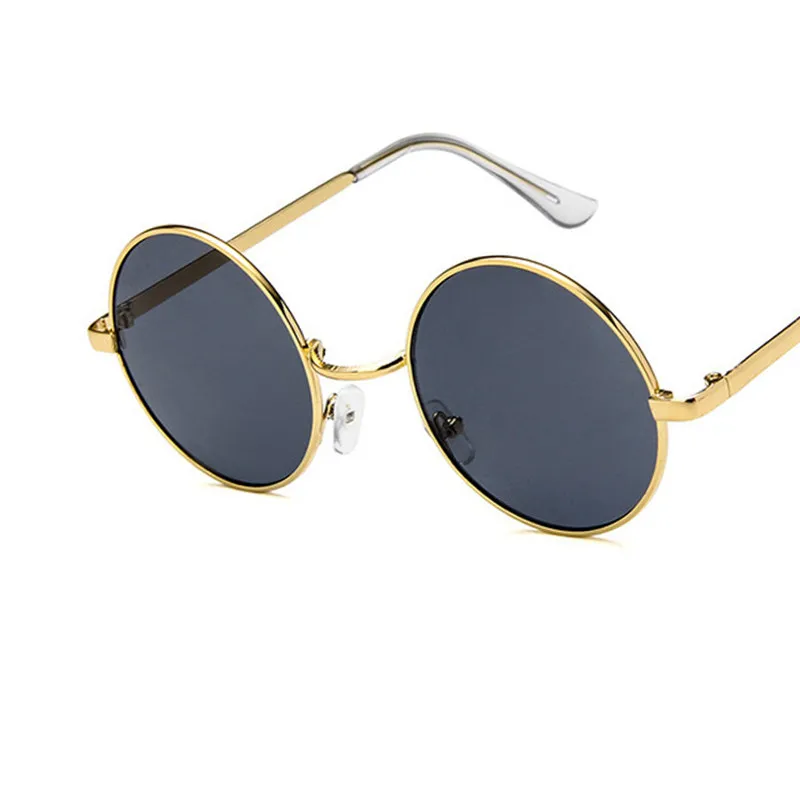 gold gray Модные Винтажные металлические круглые солнцезащитные очки для женщин, роскошные брендовые дизайнерские очки с цветным покрытием, Женские Ретро Круглые Солнцезащитные очки Oculos De Sol - Цвет линз: gold gray