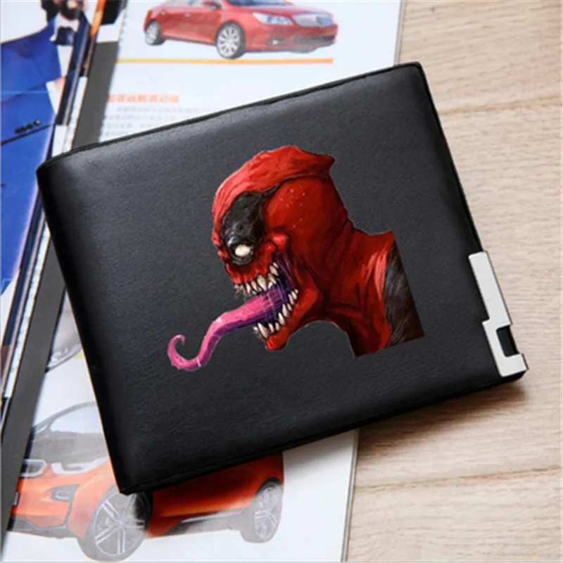 Светящийся кошелек Venom для карт, кошелек, сумка с черепом из искусственной кожи, короткий кошелек с принтом, мультяшная сумка для денег, держатель для карт, Длинный кошелек, подарок