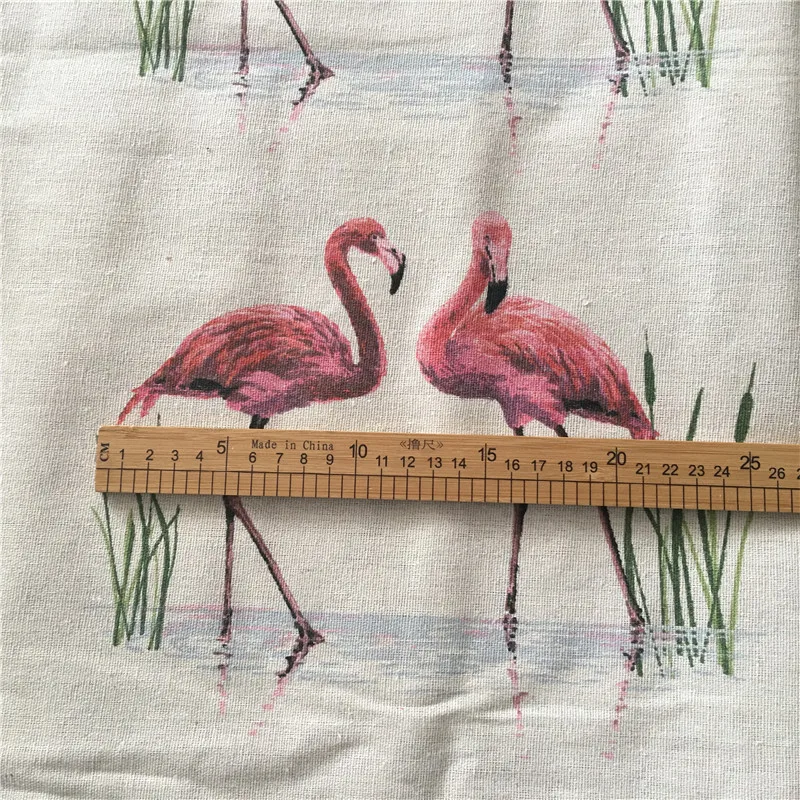 HMS 50x150cm Cotton Linen Fabric DIY Craft Material For Home Deco Print Flamingo Lover Pairs | Дом и сад
