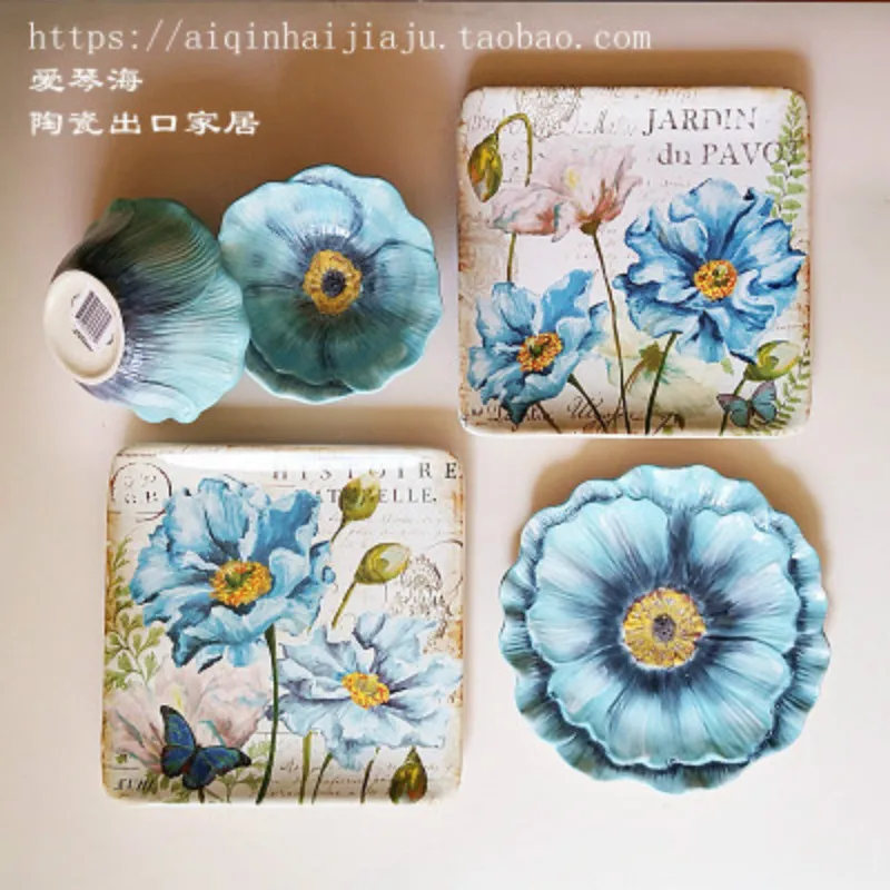 Ceramic european-style decoration creative family western food plate fruit American garden flower bowl | Дом и сад