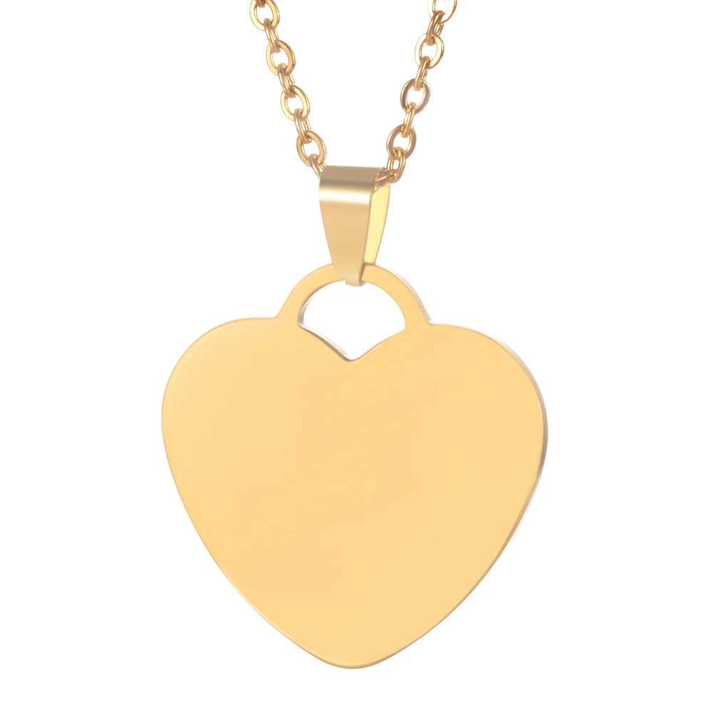 Gold Heart Персонализированные пользовательские фото текст кулон с гравировкой Золото Черный Нержавеющая сталь ожерелье с сердцем ювелирные украшения подарок для женщин - Окраска металла: Gold Heart