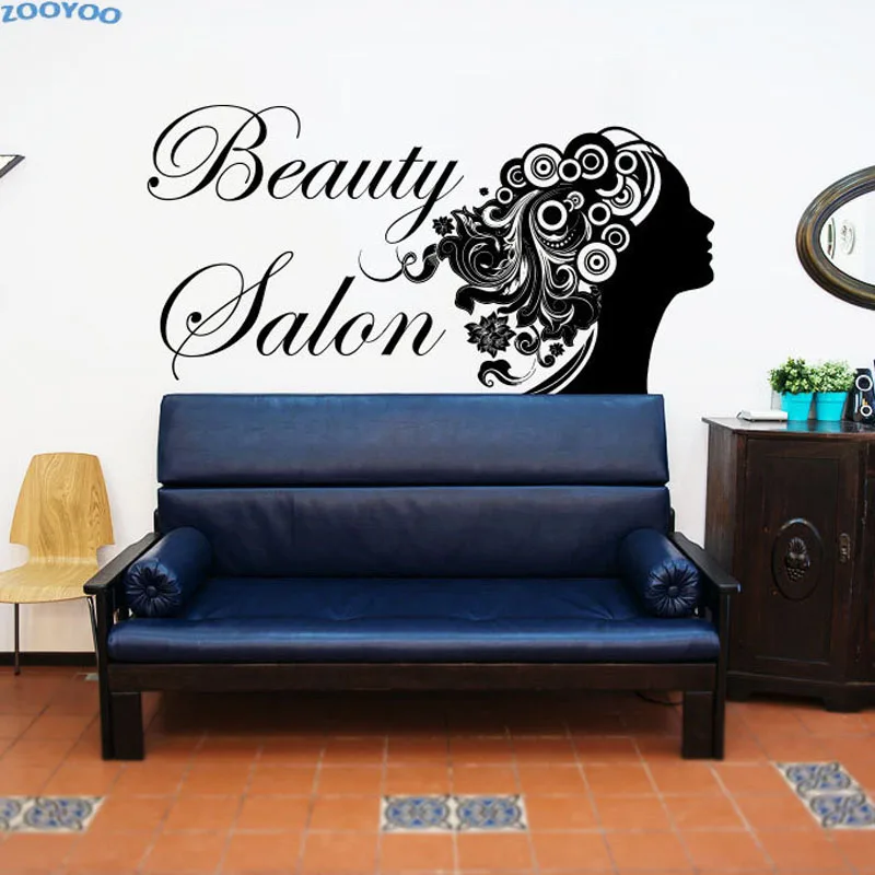 

ZOOYOO Beauty Salon Wall Sticker Fashion Girl Hair Style Wall Decals Hollow Out Home Decor Wall Art Decoration