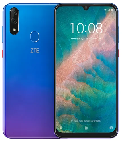 Синий Zte Blade V10 Восьмиядерный 4 Гб ОЗУ 64 Гб/128 Гб ПЗУ две sim-карты полный экран 6," 2280*1080 Android 9,0 Play Store 32 МП фронтальная камера OTA - Цвет: Синий