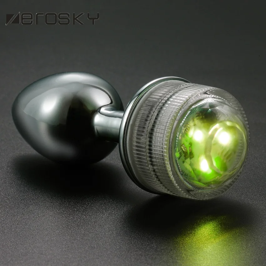 Анальная пробка Zerosky металлический фаллоимитатор со светодиодсветодиодный