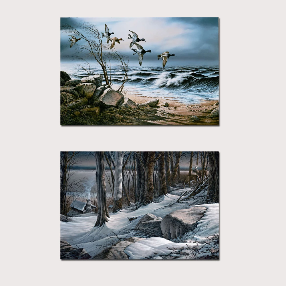 Махровая картина редлин с HD принтом современный пейзаж животными Рисунок маслом