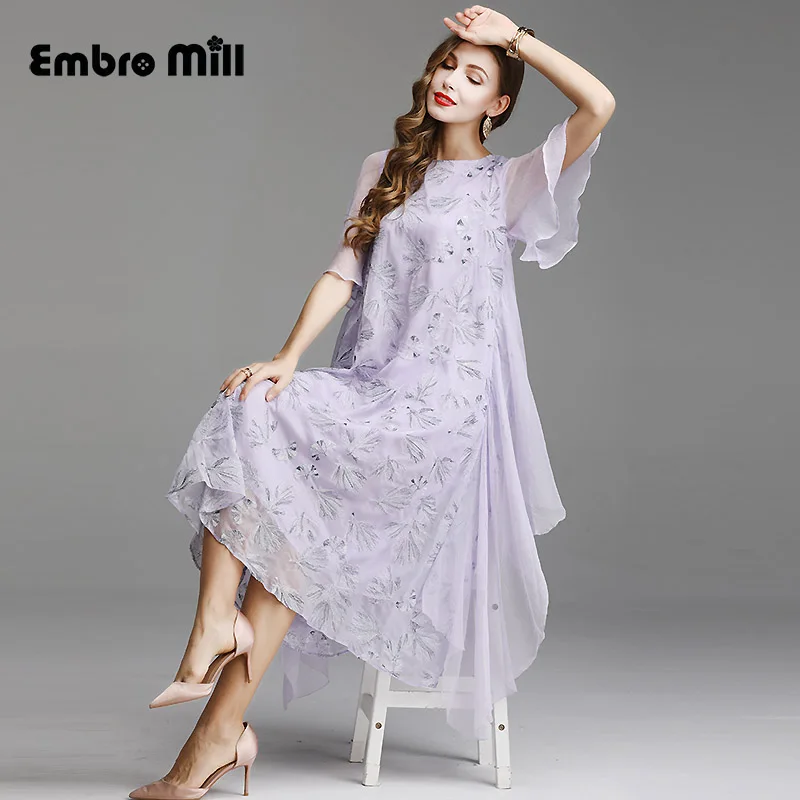 Новое летнее платье с вышивкой тонкое стильное для женщин Ретро стиль круглый