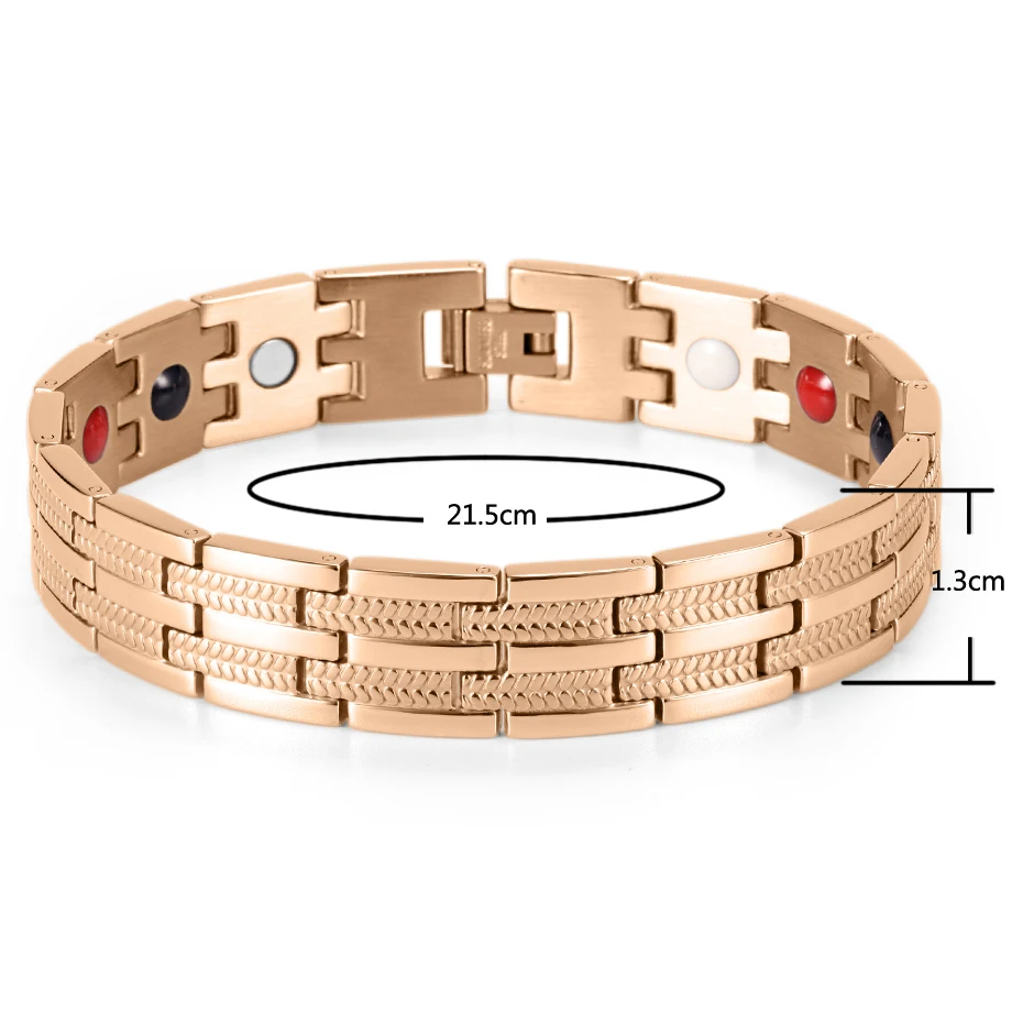 

Men Jewelry Bracelet Stainless Steel Healing 4 Elements Magnetic Bracelets 8.5"OSB-689RGFIR With Rose Gold Plating bangle