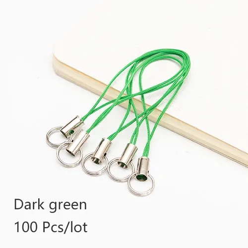 Dark green 100 шт цветной полиэфирный шнур с двойным кольцом ювелирный шнур для мобильного телефона с подвеской ручной работы - Цвет: Dark green