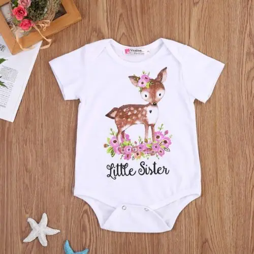 Новорожденная девочка Новорожденный боди для маленьких детей футболка с большой