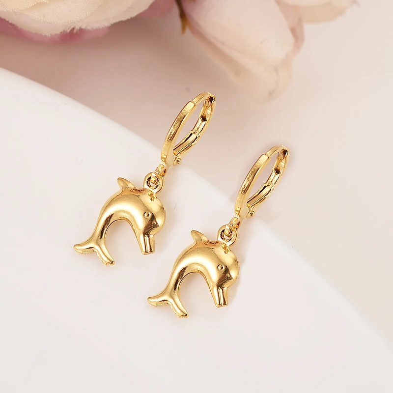 Bangrui Симпатичные медные серьги с маленьким дельфином золотого цвета, подарок для женщин/девушек, милые Подвески для детей