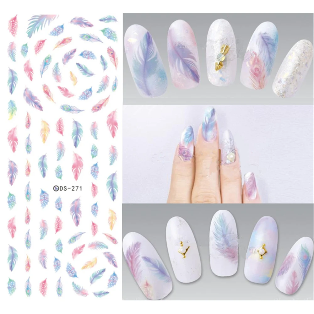 Цветы Павлин переводные наклейки обертывания для ногтей маникюр Дизайн