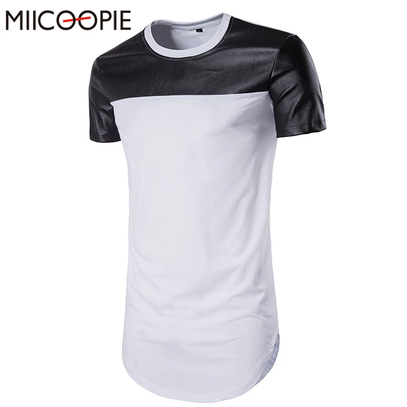 Летняя мужская длинная футболка с коротким рукавом хлопковая повседневная