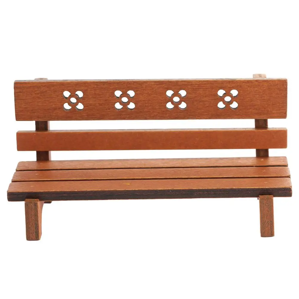 1:12 Scale Doll Mini Bench Miniature Wood Chair Kid Fairy Garden Ornaments Figurines Toys Home Decor Dollhouse Accessories |