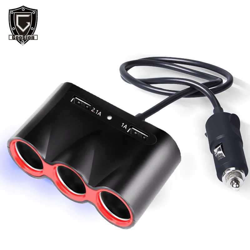 2 USB порта прикуривателя разделите на 3 пути гнездо сплиттер концентратор адаптер