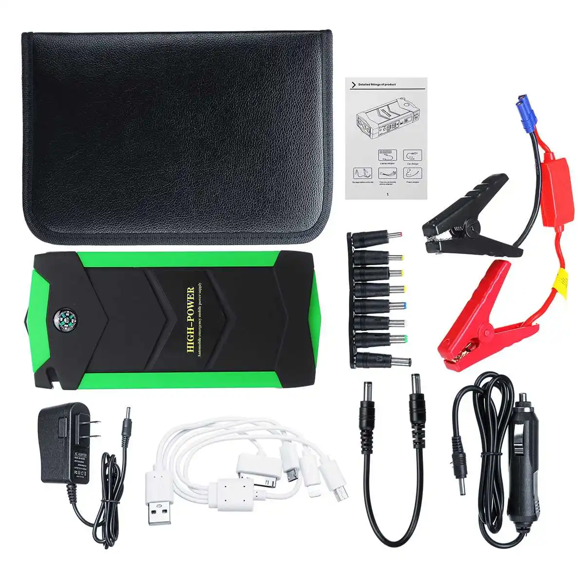 Green (US Plug) Портативный 82800mAh 4USB 12V 600A светодиодный стартер для автомобиля аварийное зарядное устройство аккумулятор внешний аккумулятор автомобильный усилитель пусковое устройство - Цвет: Green (US Plug)
