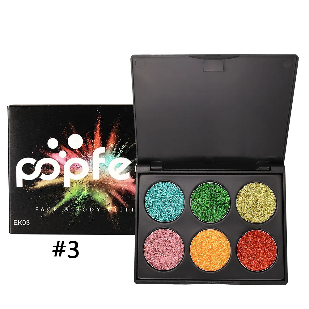 6 Color Glitter Eye Shadow Palette Long-lasting Makeup Pressed Pigment Eyes Shades Shimmer Cosmetic Make Up Eyeshadow Pallete |