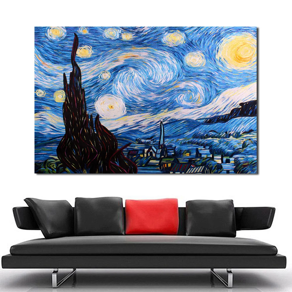 JQHYART Starry Night Poster By Vincent Van Gogh Print Wall Art Oil Painting Picture On Canvas No Frame | Дом и сад