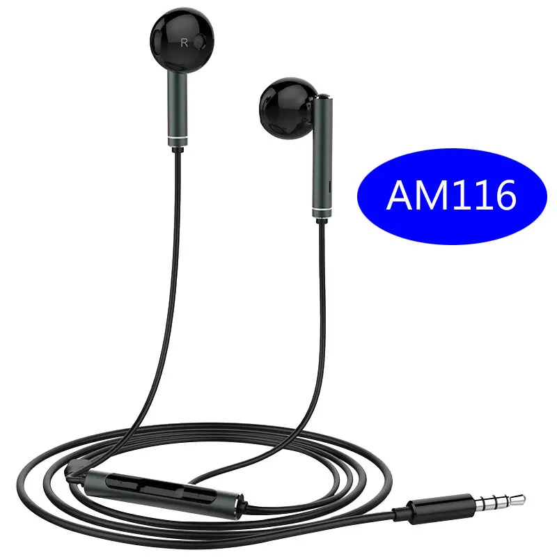 AM116 Black Оригинальные наушники huawei в ухо вкладыши для Honor Xiaomi samsung AM116/AM115 - Цвет: AM116 Black