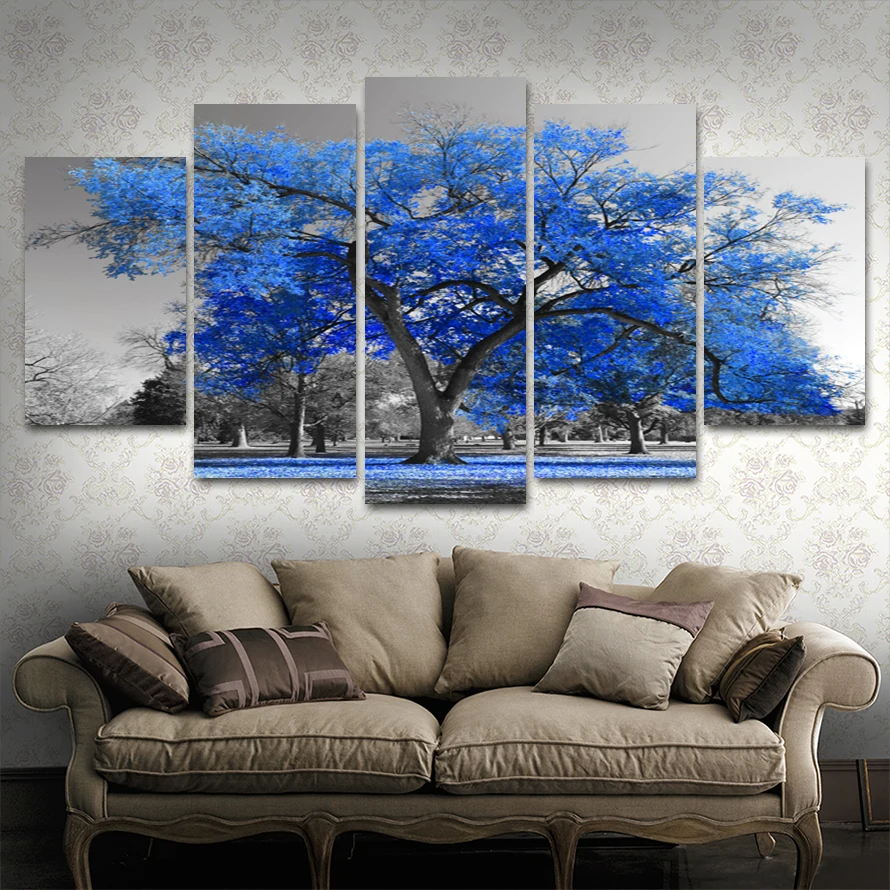 Op de muur HD Печать olieverf фильм modulaire foto постер с пейзажом вид комнаты декор woondecoratie 5 шт.